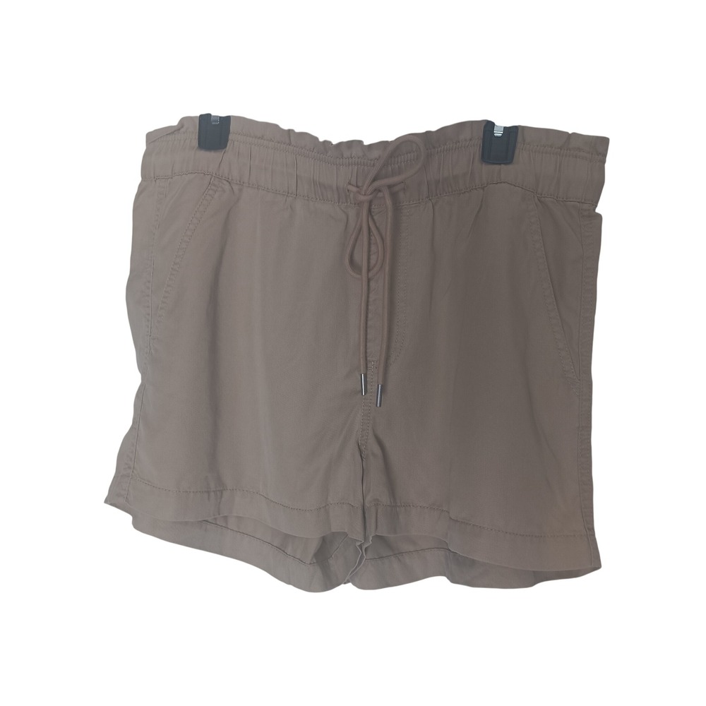 LOFT Paperbag Waist Shorts Womens L Large Tan Drawstring Elastic Twill 581396
